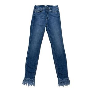 Good American Women’s Fringe Hem Skinny Jeans Blue Size 2 / 26 Made in USA